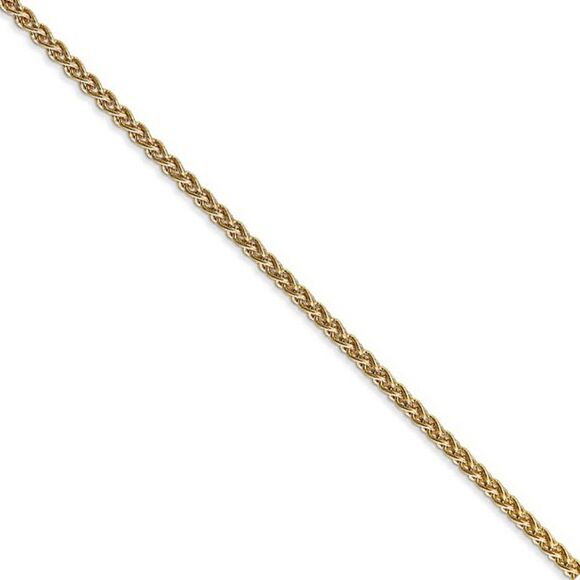 2.1mm 14k Yellow Gold Solid Wheat Chain Necklace 16 Inch